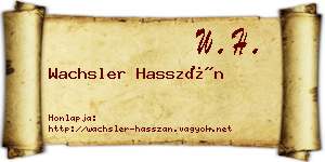 Wachsler Hasszán névjegykártya